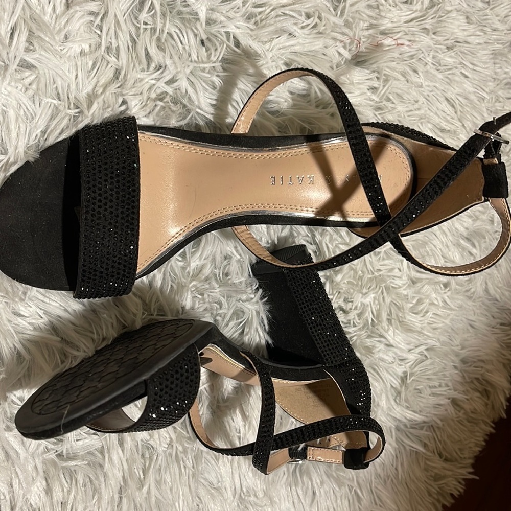 beautiful black sparkly shoes that wrap around the ankle, worn once